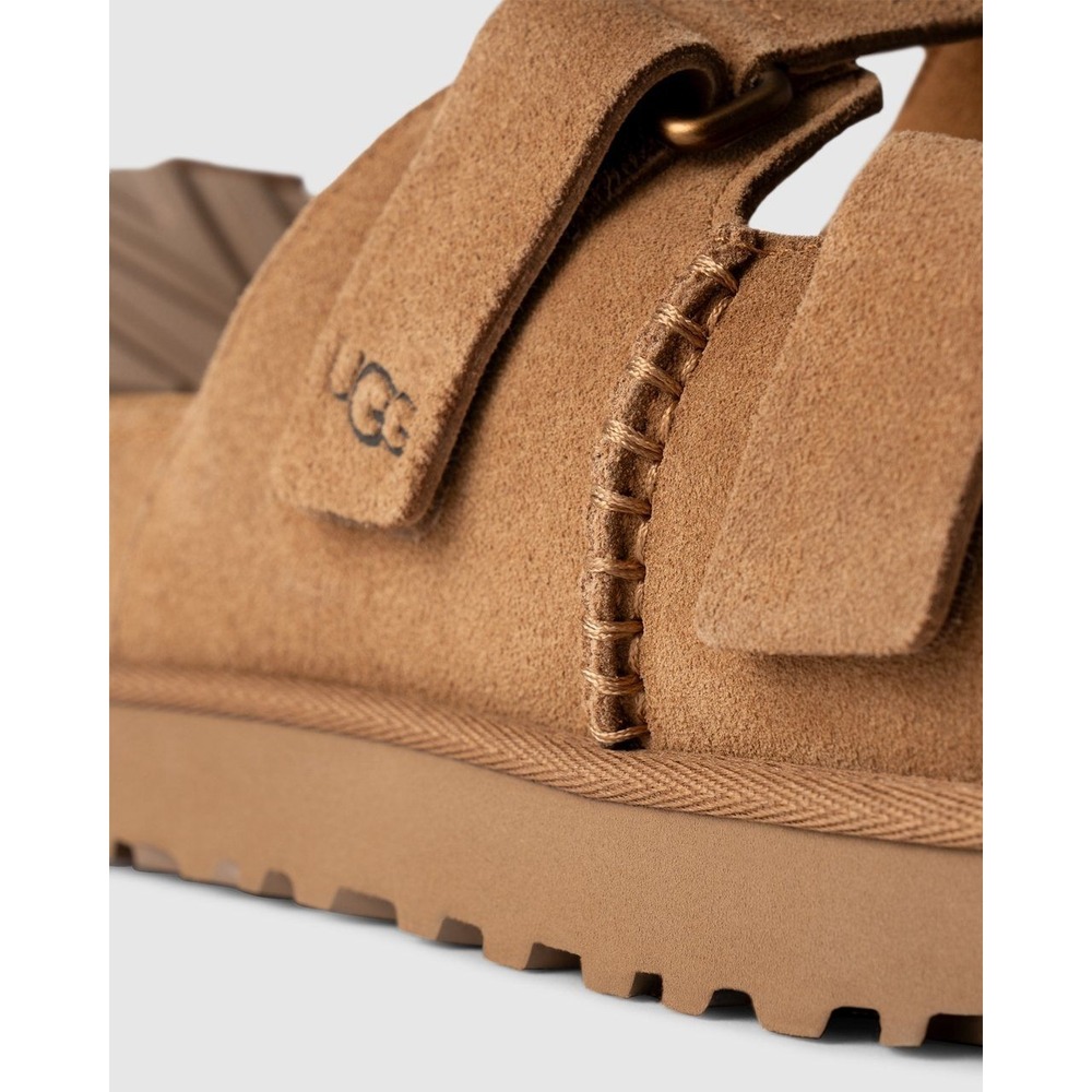 🆕️ NWT - UGG Goldenstar Chestnut Suede Platform Sandals slides Womens 8 - Picture 5 of 16